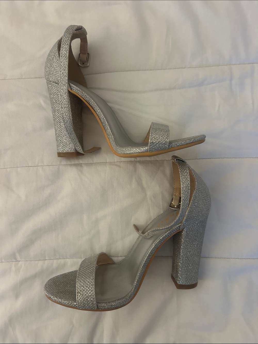 Silver glittery heels